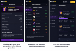 Check Raxi Win bonus terms and conditions before claiming promotions